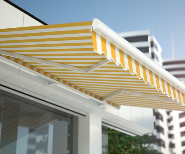 store-jaune Store rayé blanc et jaune